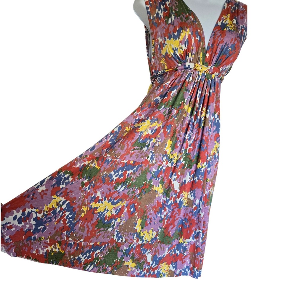 Rachel Pally Multicolor Abstract Modal Empire Waist Midi Dress Sz S Boho Cottage - Picture 3 of 11